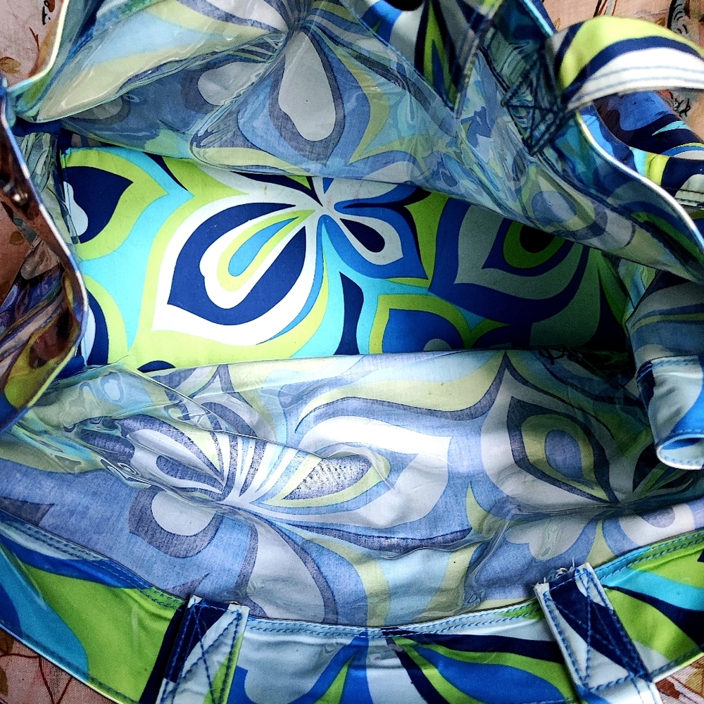 Vintage Roxy Wild Floral 1960s Vibe Flower Power Vinyl Plastic Cover Travel Tote - Picture 15 of 16